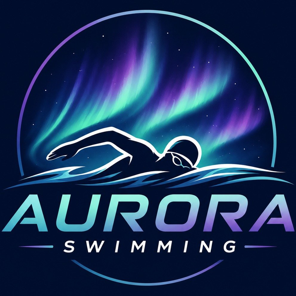 Logo van Aurora Swimming: een zwemmer onder een noorderlicht